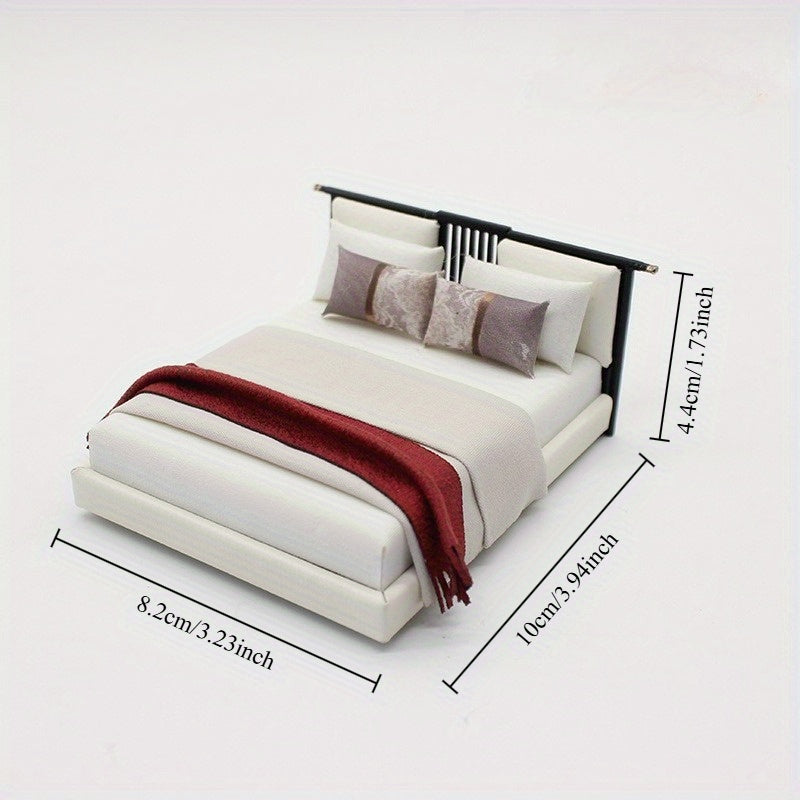 Chinese Style Double Bed Mini Furniture for Sand Table Decoration