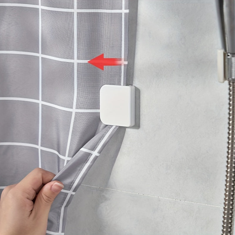 2pcs Adhesive Shower Curtain Clips, Prevent Splashing, Secure Curtains