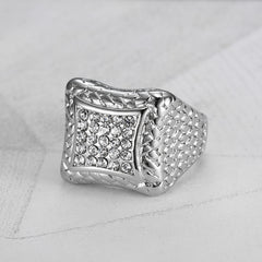 Men's Crystal Geometric Steel Ring