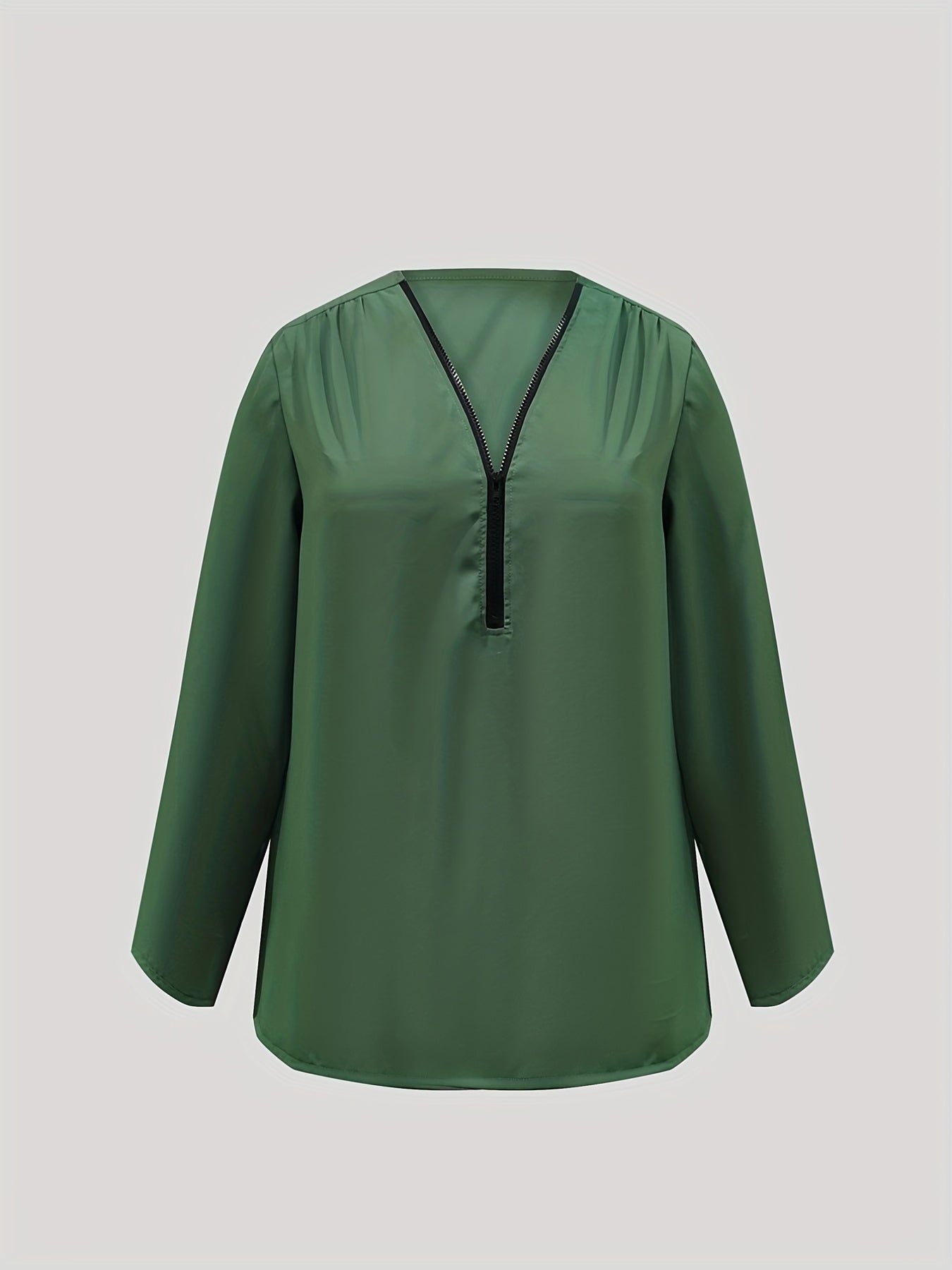  Women's Smoothing Long Sleeve Half Zipper Blouse