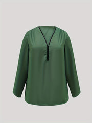  Women's Smoothing Long Sleeve Half Zipper Blouse
