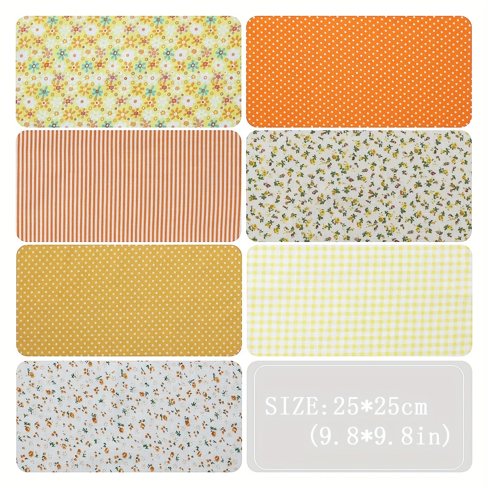 7pcs 24 89 24 Yellow Fat Quarter Fabric Bundles Quilting Cotton