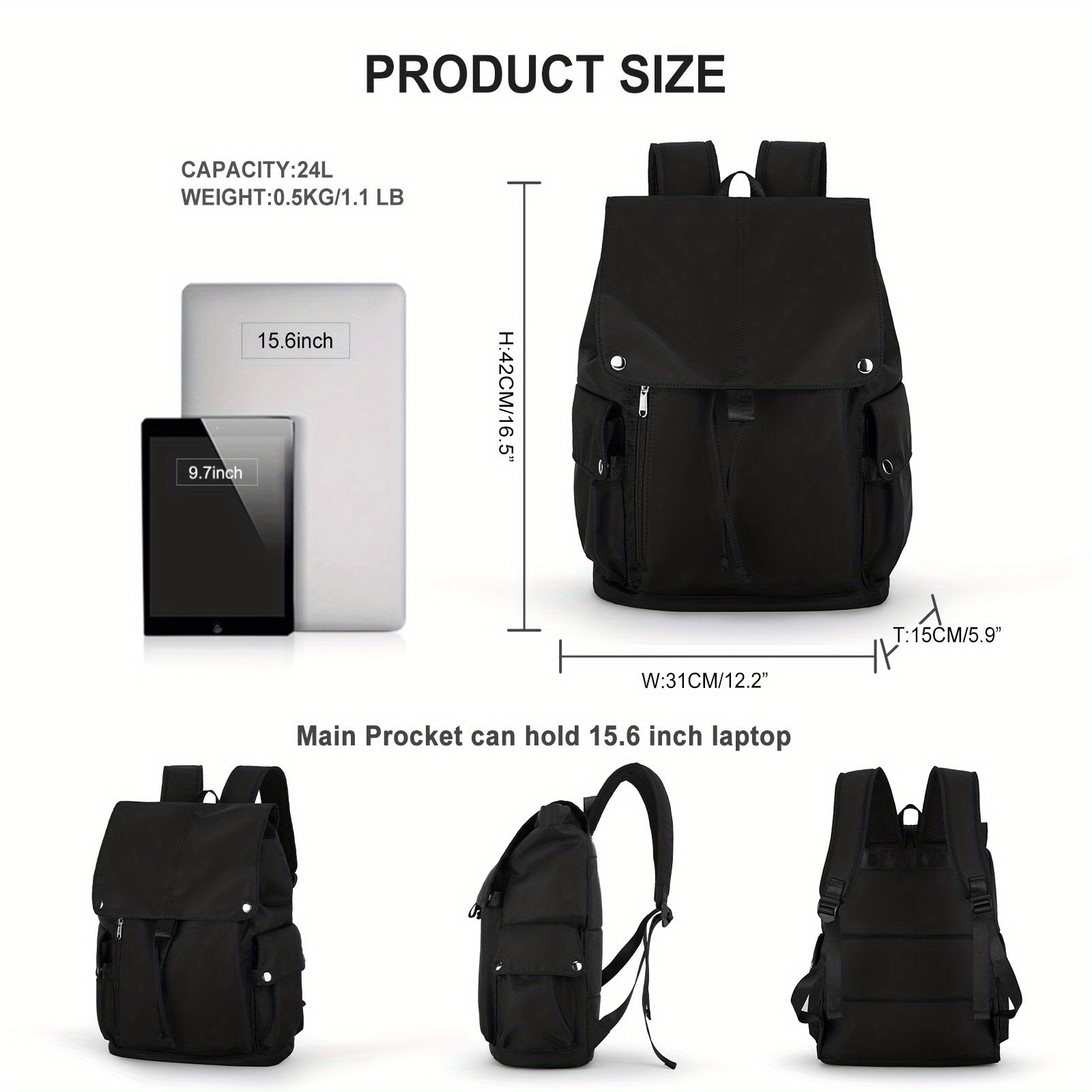 Large Capacity Preppy Backpack Anti Theft Back To School Bag Casual Travel Daypa