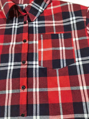  Plaid Print Long Shirt Button Front Collar