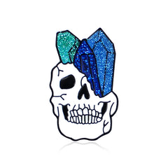Crystal Column Skull Brooch