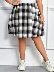 Plaid Print High Rise A-line Mini Skirt