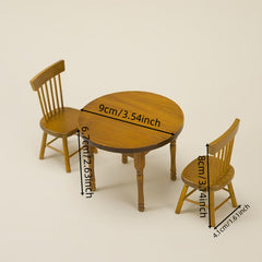 1:12 Dollhouse Wooden Round Table Set DIY Food Play Scene Model