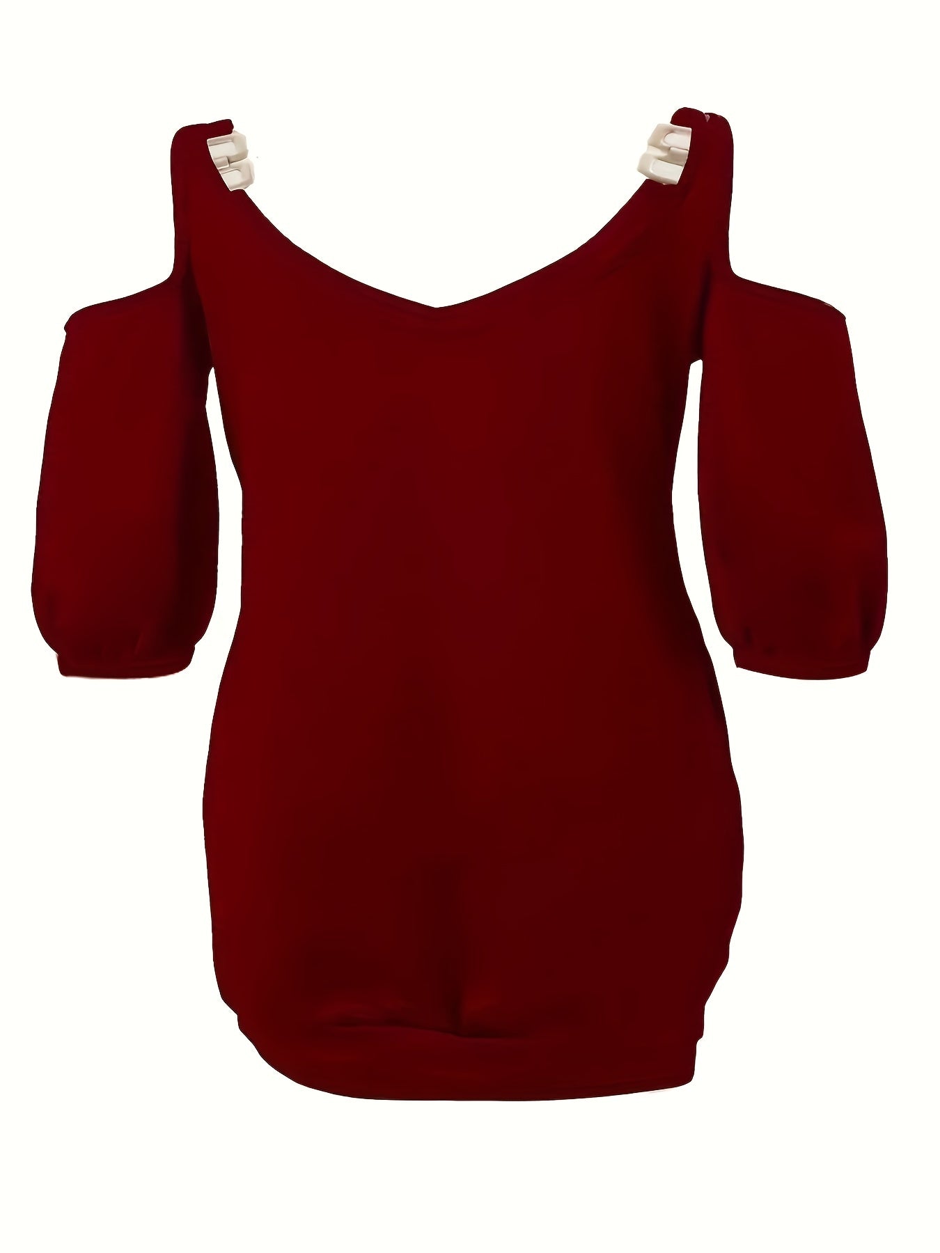 Cold Shoulder V Neck Stretch Mini Dress