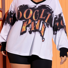 Women's Letter Print Long Sleeve Fitness Top