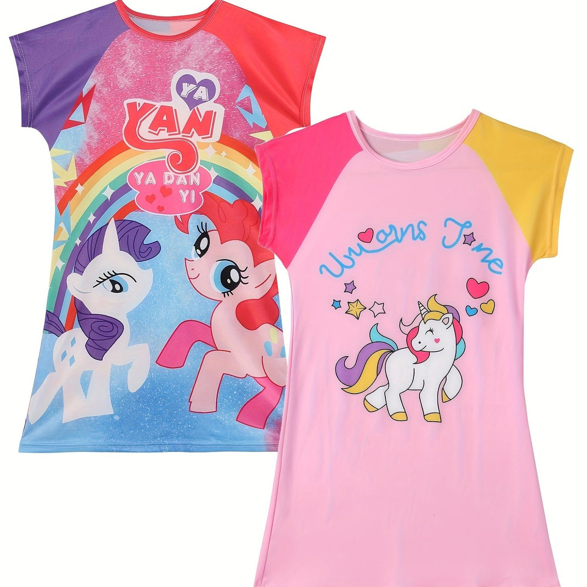 Unicorn Pattern Nightgown Girl's Long Sleeve Nightdress Soft PJ