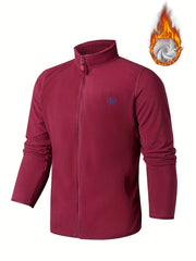Men's Stand Collar Fleece Jacket Zipper Coat