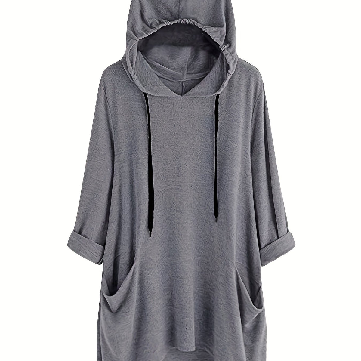 Patched Pocket Drawstring Hoodie Long Sleeve Sweatshirt