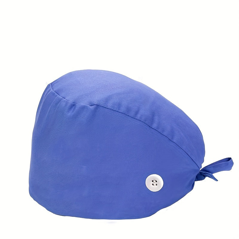 Solid Work Caps With Sweatband & Buttons Unisex Nurse Cap