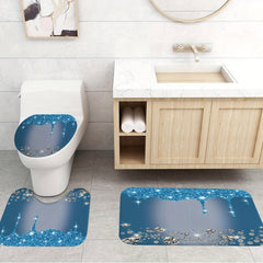 4Pcs Diamond Pattern Shower Curtain Set with Non-Slip Rugs