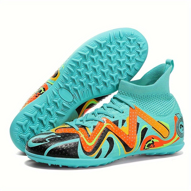 Boy's High Top Turf Football Boots TF Soccer Cleats