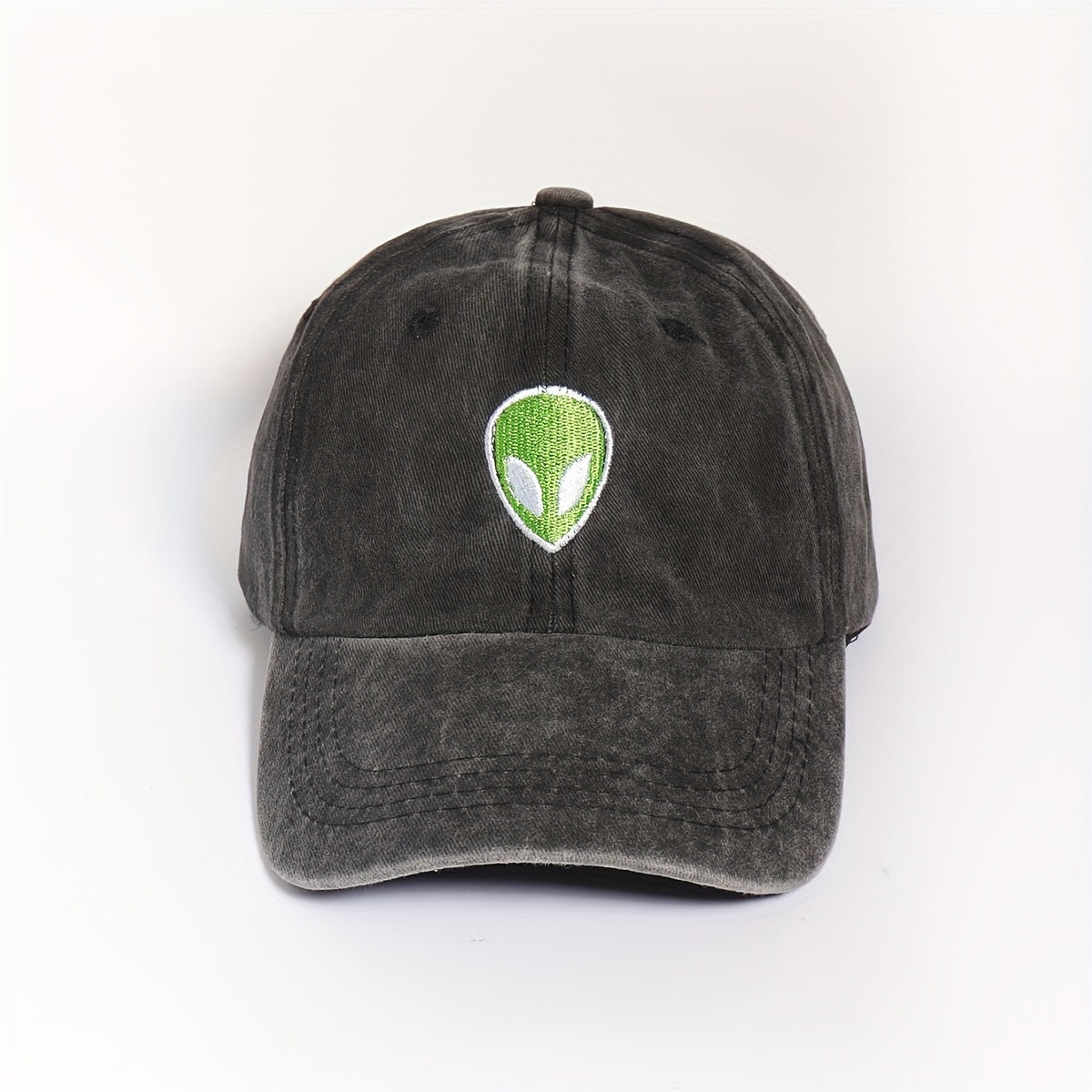 Alien Embroidery Unisex Baseball Cap Distressed Gray Dad Hat