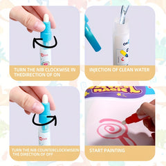 Kids Water Painting Mat - Reusable Drawing Mat with Shapes - Non Toxic Canvas