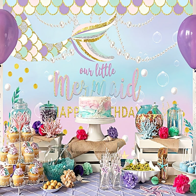 Mermaid Party Background Cloth Birthday Party Decoration Supplies