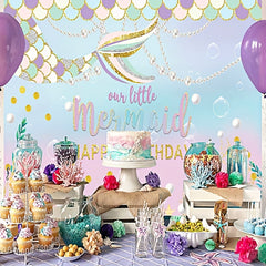 Mermaid Party Background Cloth Birthday Party Decoration Supplies