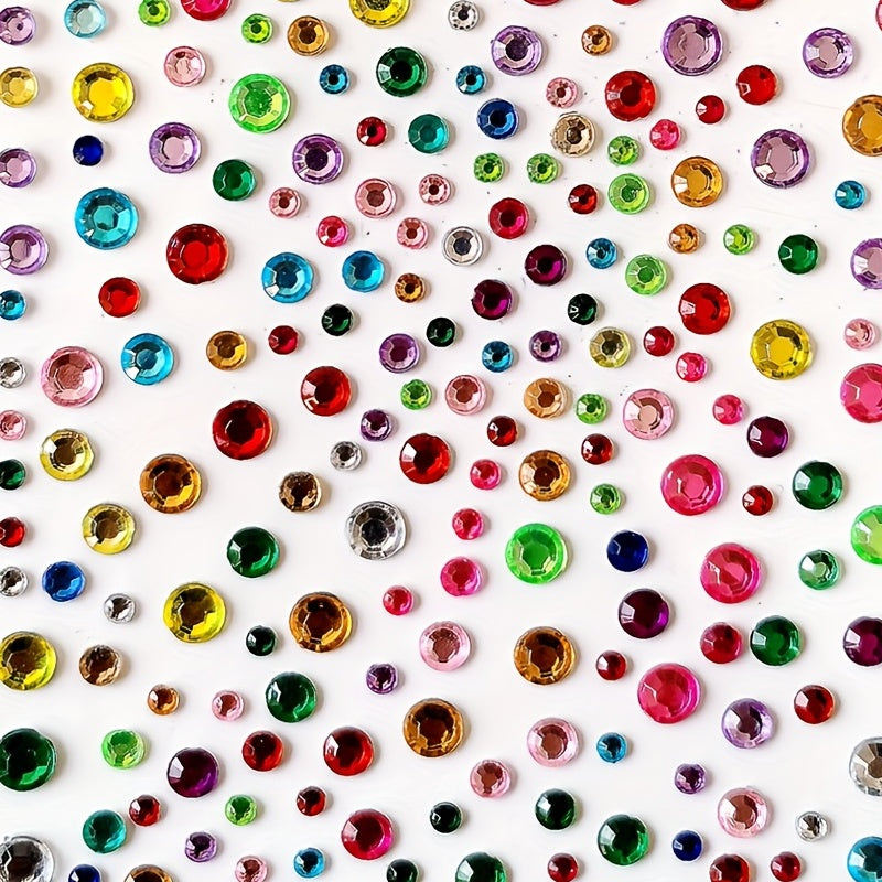 Colorful Round Dot Rhinestone Stickers Gem Beauty Decoration Self Adhesive