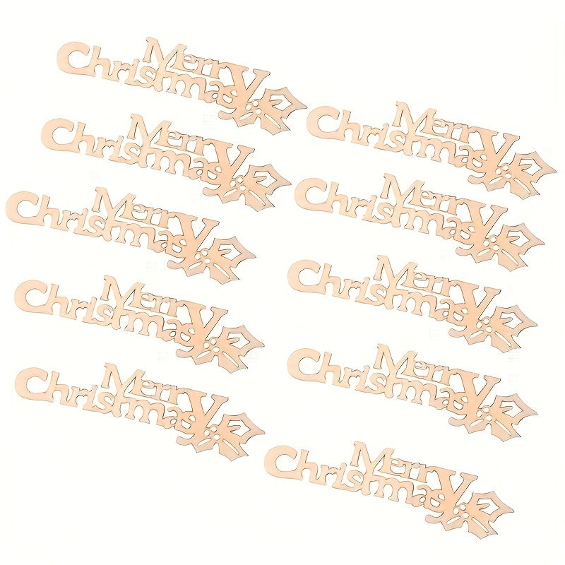 10pcs Merry Christmas Hanging Ornaments Wooden Letter Xmas Decoration