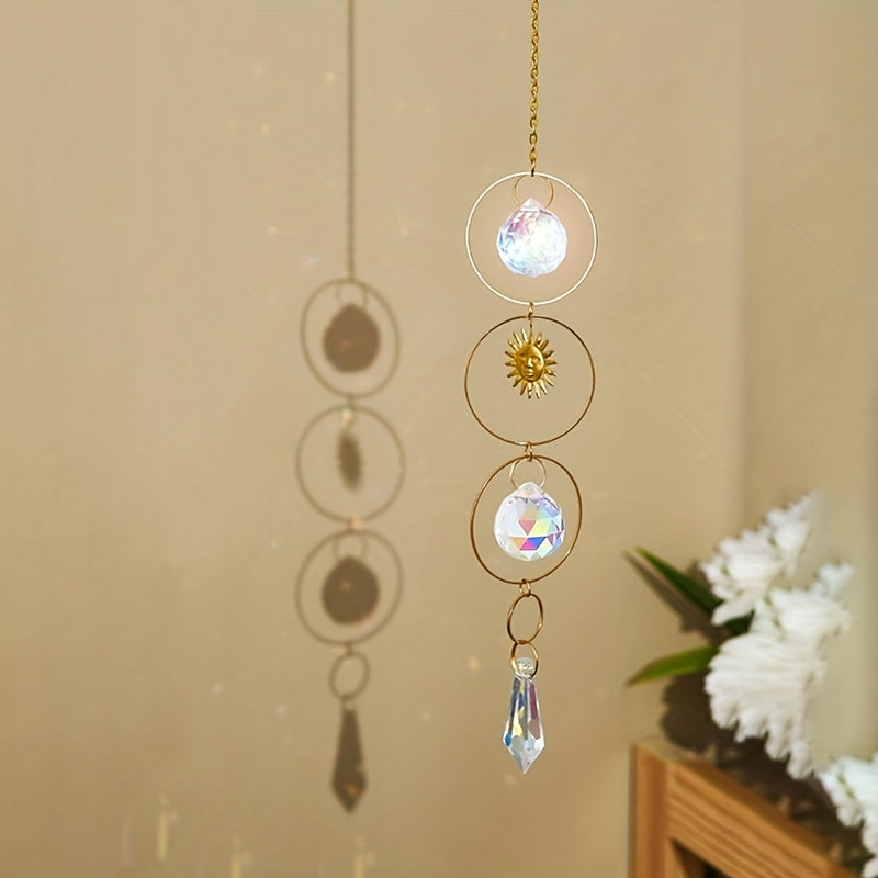 Crystal Sun Catcher Wind Chime Metal Pendant Home Decoration Car Hanging