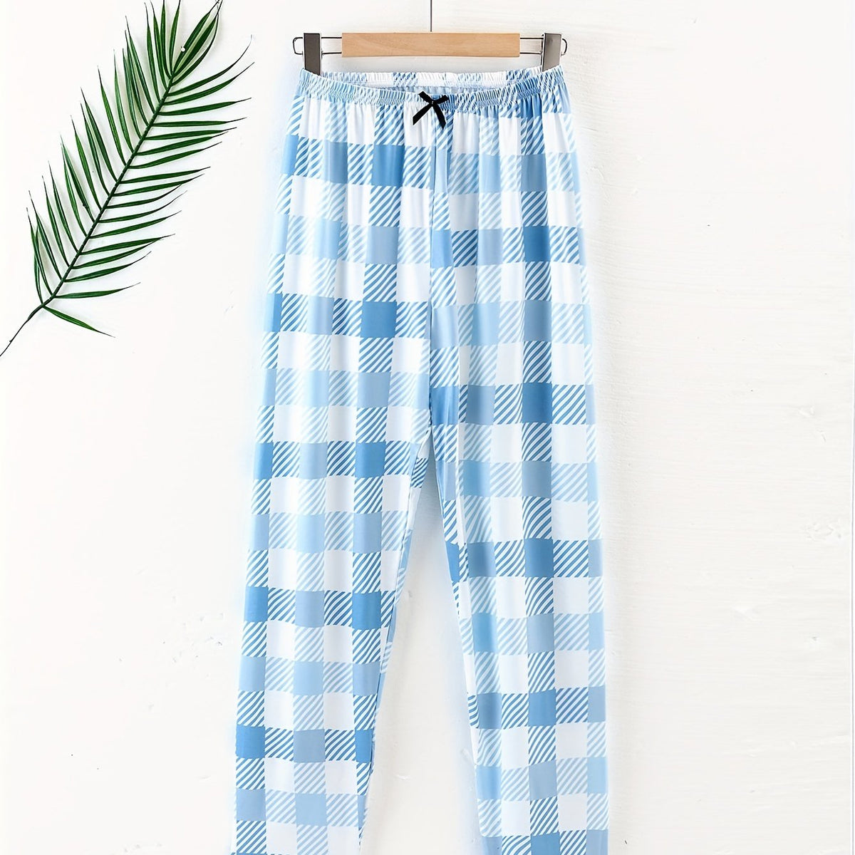 Plaid Sleep Bottoms Elastic Waistband Sleep Pants Women's Loungewear