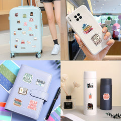 51pcs Bookish Stickers Book Stickers For Kindle Laptop Phone Water Bottle