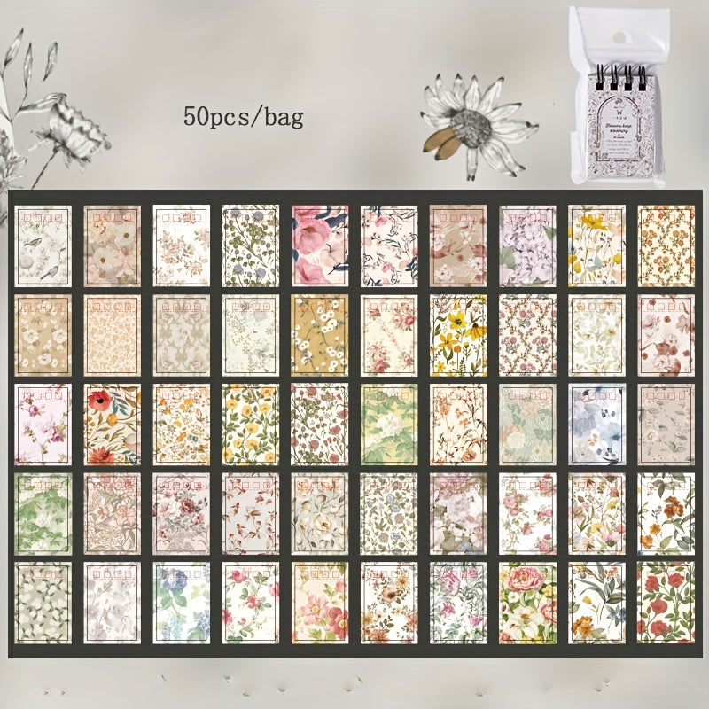 50pcs Retro Plants and Flowers Scrapbook Stickers Mobile Decoration Stickers