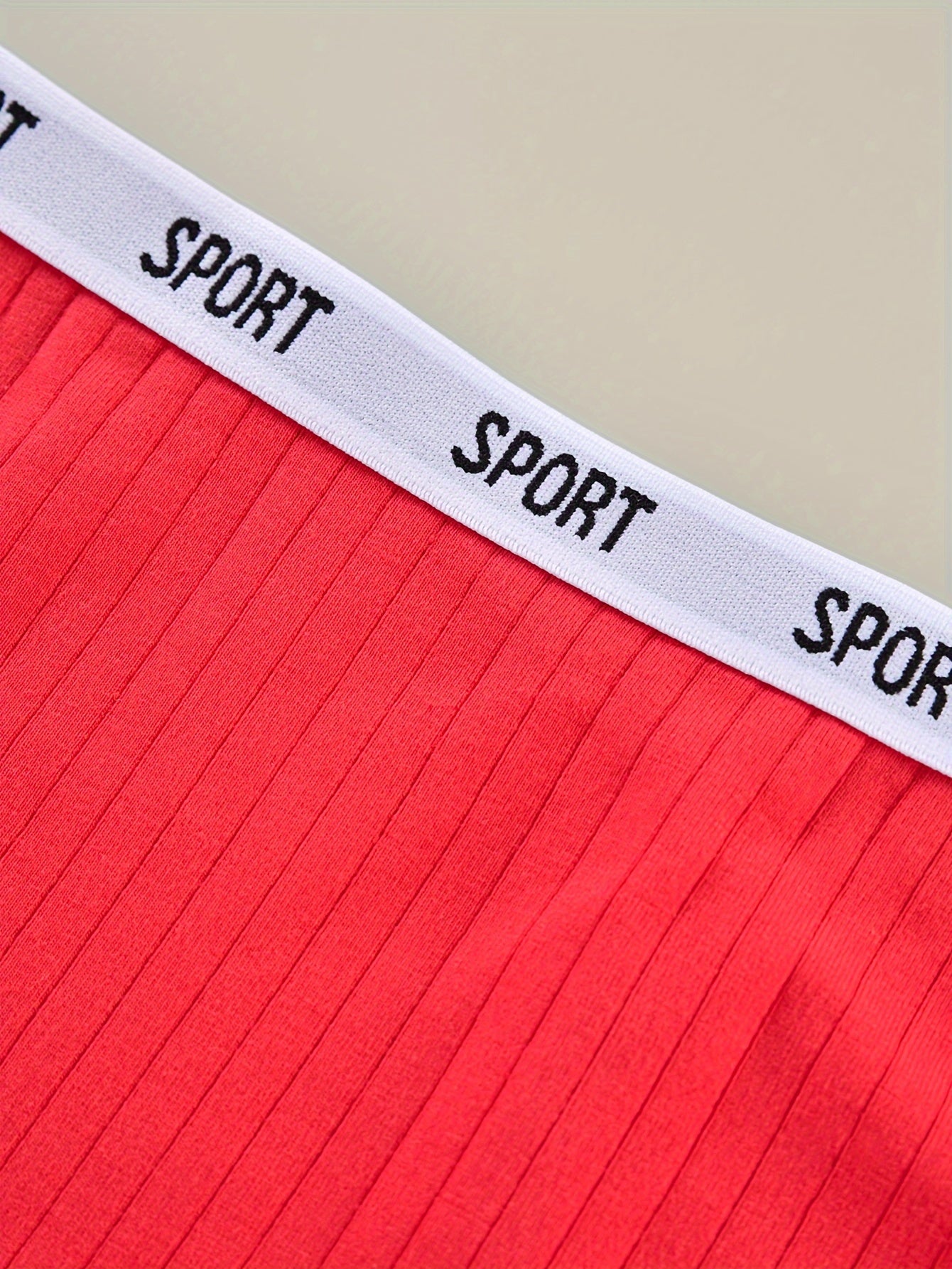 5 Pack Plus Size Sports Panties Set Women's Plus Ribbed Knit Contrast Letter Tap