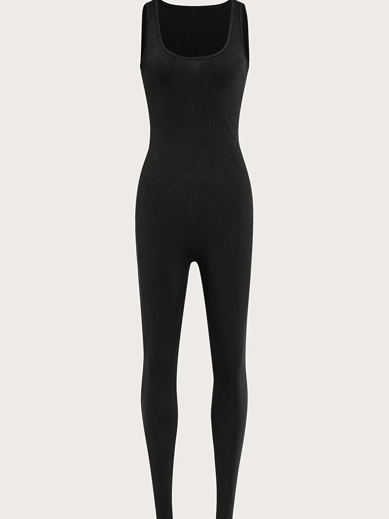 Solid Scoop Neck Bodycon Jumpsuit