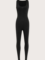 Solid Scoop Neck Bodycon Jumpsuit
