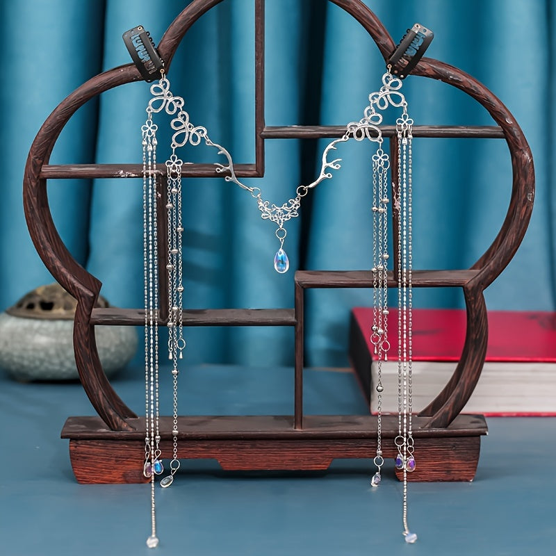 Chinese Vintage Tassel Headpiece Rhinestone Hair Pin