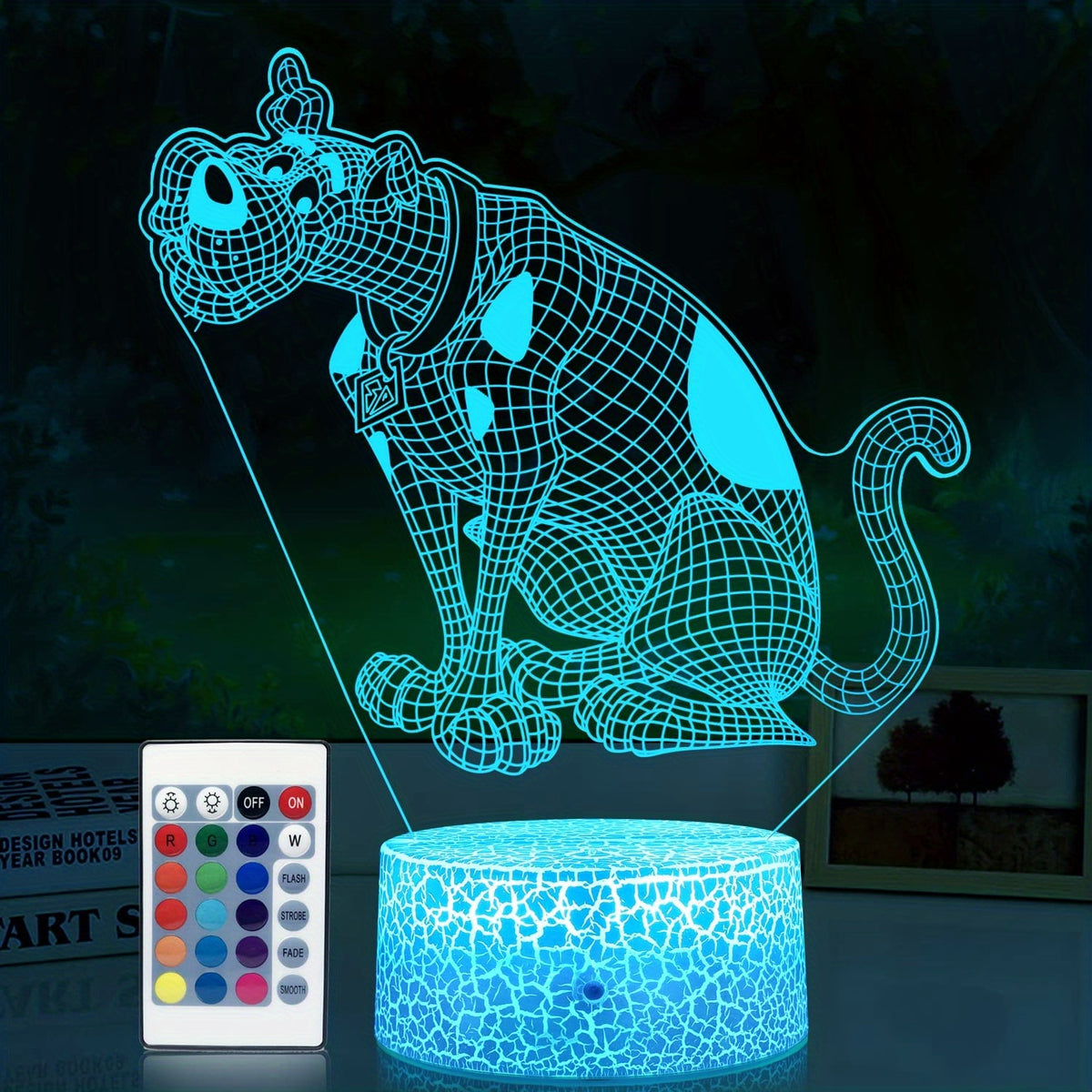 3D Cartoon Dog Night Light for Kids, 16 Colors Changing with Remote Control