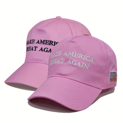 Pink Embroidery Baseball Cap Flag Couple Sun Hat