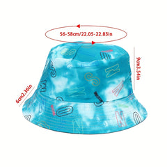 Unisex Tie Dye Alphabet Print Bucket Hat for Sun Protection