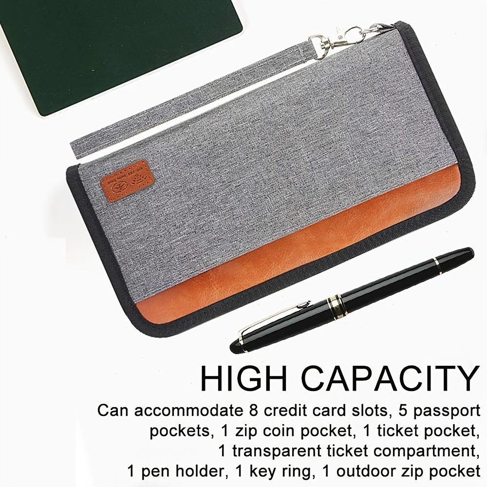 Family Passport Holder RFID Blocking Travel Wallet Organizer With Zipper