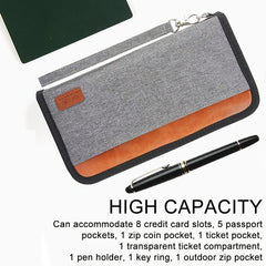 Family Passport Holder RFID Blocking Travel Wallet Organizer With Zipper