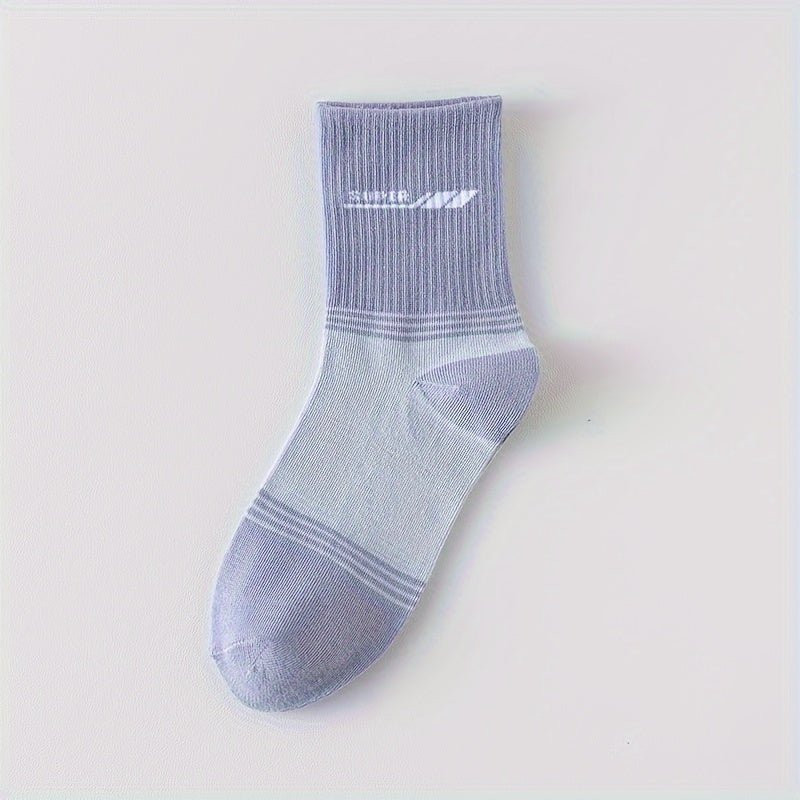 5 Pairs Letter Print Socks Comfy Sports Stockings