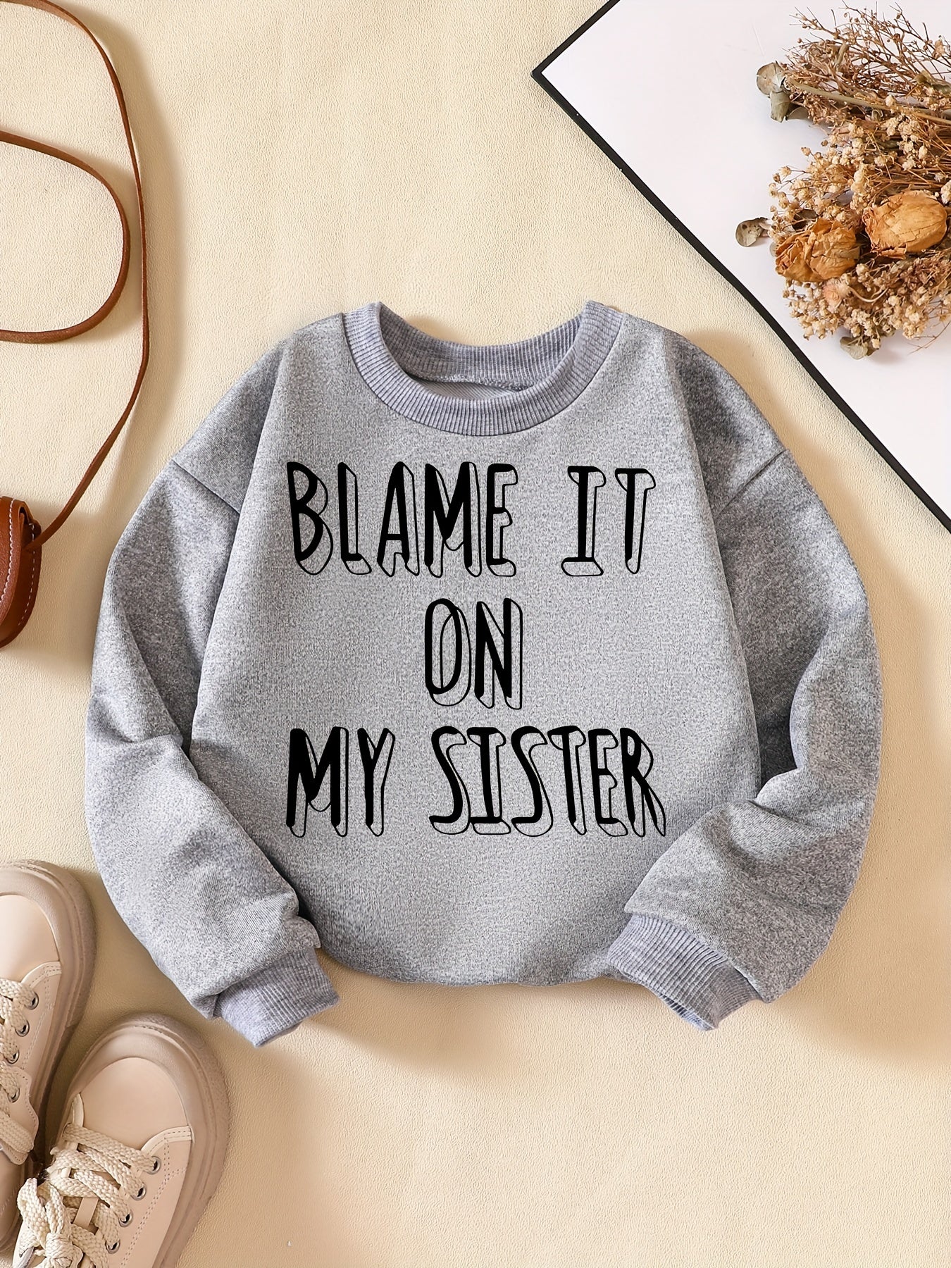 Funny SISTER Letter Print Boys Sweatshirt Long Sleeve Crew Neck Tops
