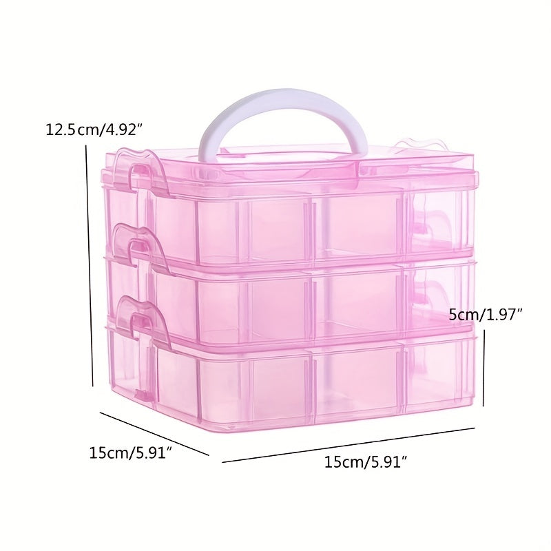 3-Layer Portable Storage Box 18 Grid Clear Plastic Organizer Tool Toy Stackable
