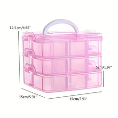 3-Layer Portable Storage Box 18 Grid Clear Plastic Organizer Tool Toy Stackable