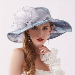 Lace Flower Sun Hat Embroidery Organza Derby Church Hats