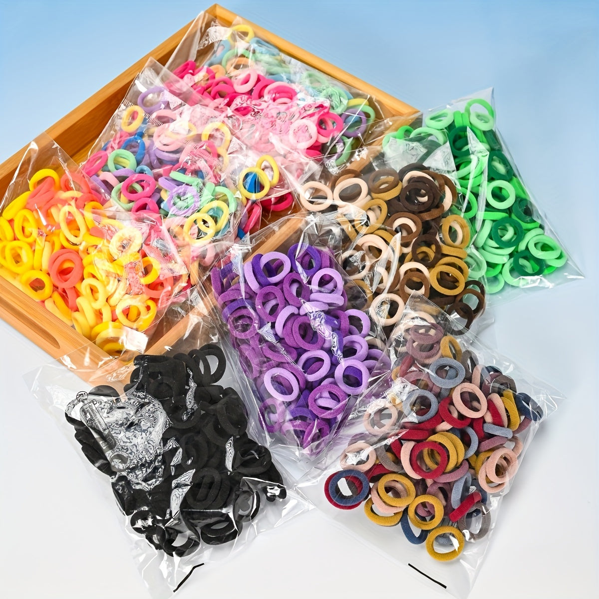 100pcs Solid Hair Ties Thick Stretchy Rubber Bands Ponytail Holder