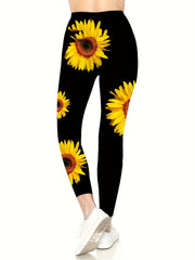 Sunflower Yoga Leggings With Pockets Women's High Waist