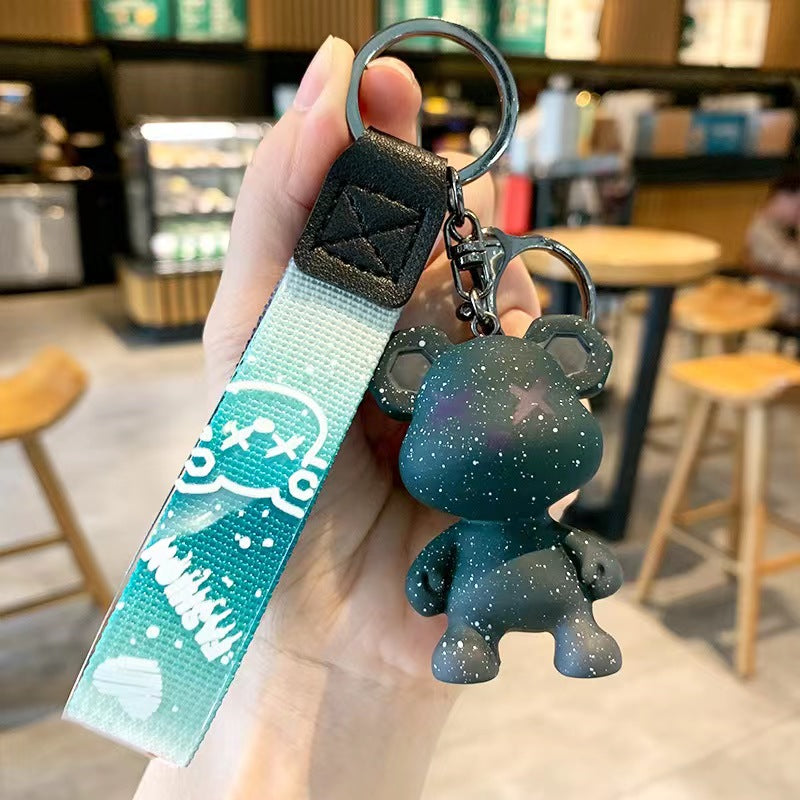 Stylish Gradient Stars Standing Power Bear Keychain Key Ring Gift Bag