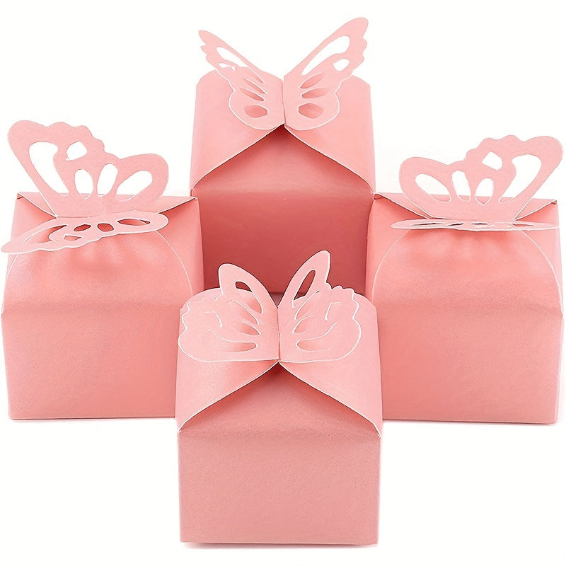 10pcs Pink Pearl Butterfly Gift Boxes Party Table Decoration Wedding Favors