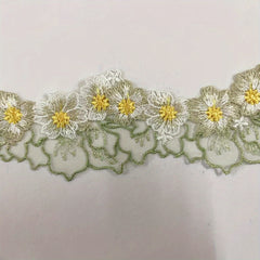 22" Wide Cotton 3D Flower Fabric Embroidery Ribbon Dress Collar Skirts Neckline