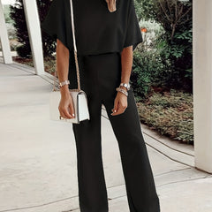  Solid Top & Pants 2 Piece Set