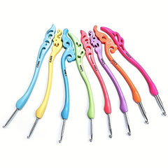 8pcs Vintage Aluminum Crochet Hooks Soft Handle DIY Weaving Knitting Needle
